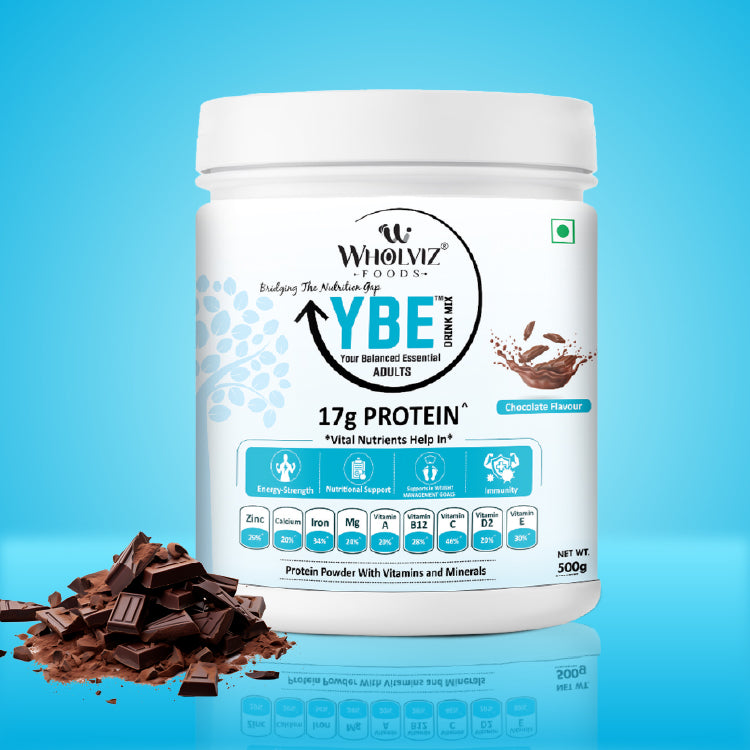 Protein powder for women – YBE Adult Drink Mix Chocolate by Wholviz Foods for complete daily nutrition

