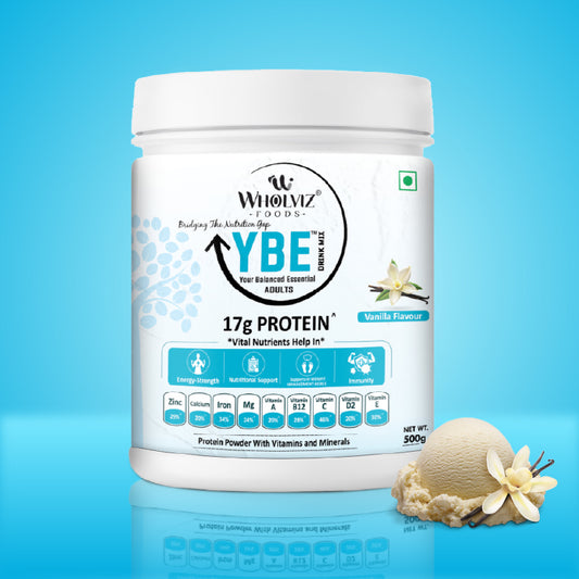 Protein powder for parents – YBE Adult Drink Mix Vanilla by Wholviz Foods

