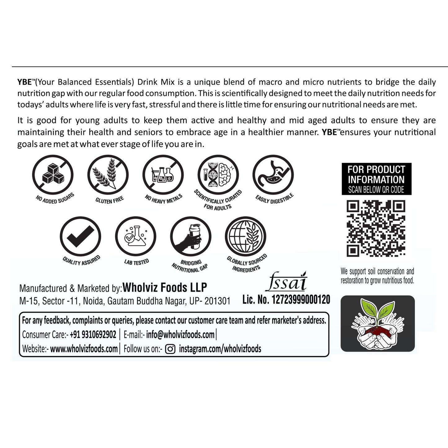 YBE Adult Protein Drink Mix – Vanilla - 200g
