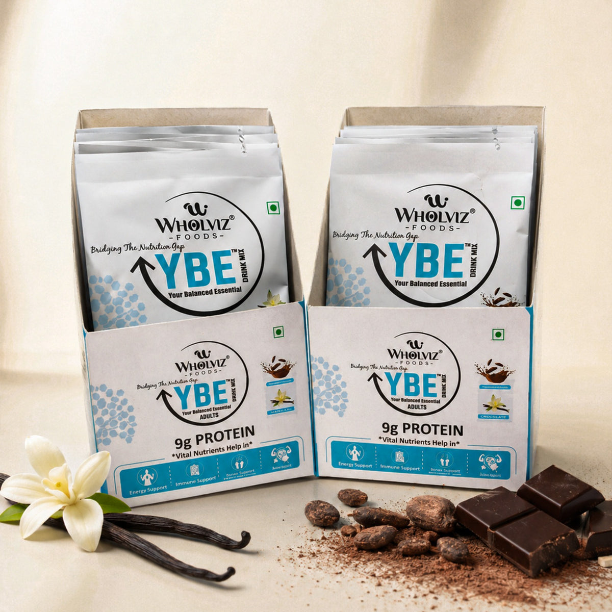 YBE Adult Protein Drink Mix – Vanilla - 17G SACHET Trial Pack (Pack of 12) .