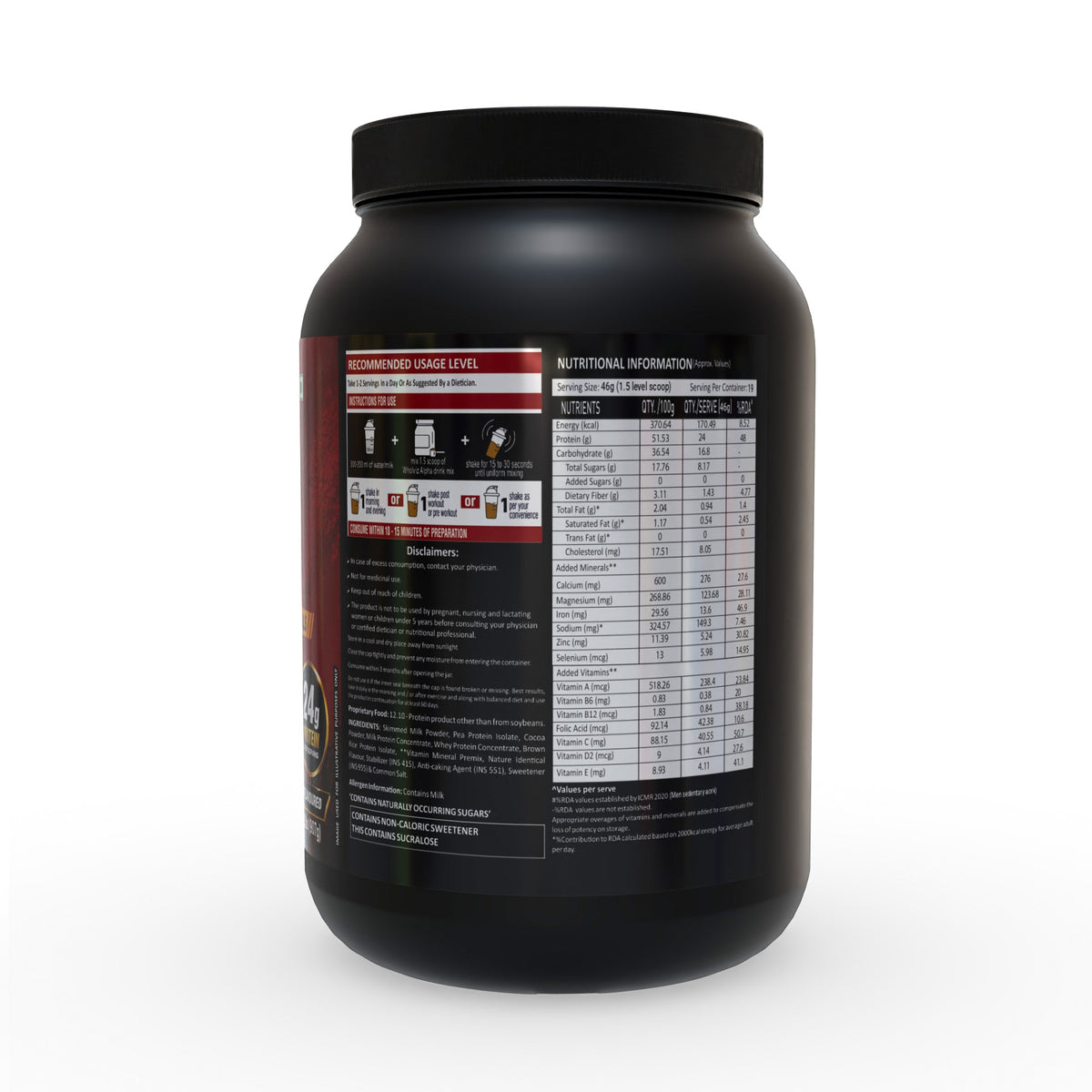COMBO Pack Of Plant Protein Drink Mix – Pea & Brown Rice | Chocolate | 500g + Whey Protein Alpha drink mix – 2 lbs Chocolate flavour