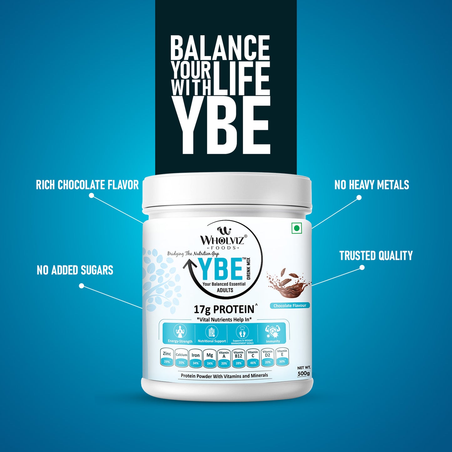YBE Adult Drink Mix – Chocolate - 500g