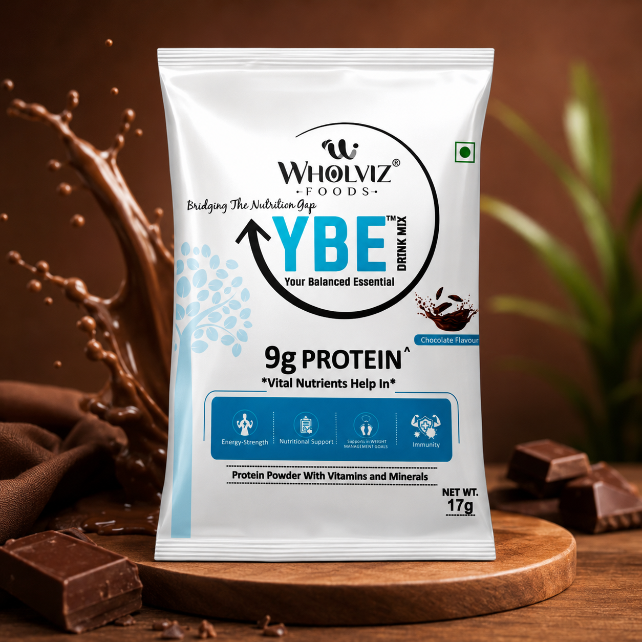 YBE Adult Protein Drink Mix – Chocolate - 17G SACHET Trial Pack (Pack of 24) .